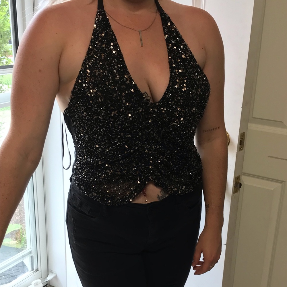 Black sparkly party shirt